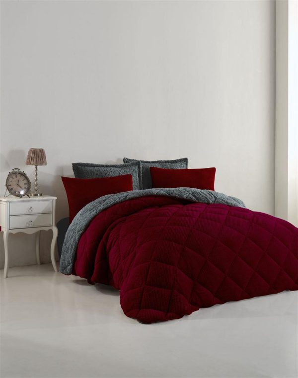 ΚΟΥΒΕΡΤΟΠΑΠΛΩΜΑ Γούνα-Sherpa 750 gsm 1860 Bordeaux B08 220X240 Polyester