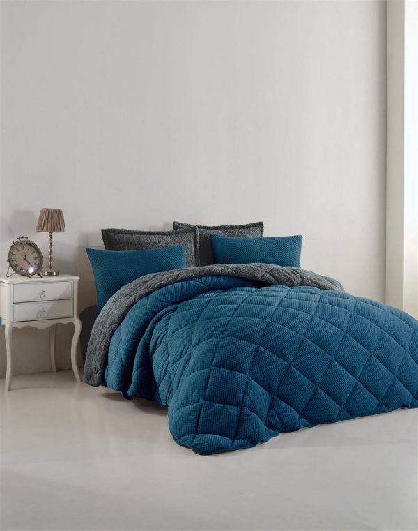 ΚΟΥΒΕΡΤΟΠΑΠΛΩΜΑ Γούνα-Sherpa 750 gsm 1860 Dark Blue B18 160X220 Polyester