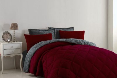 ΚΟΥΒΕΡΤΟΠΑΠΛΩΜΑ Γούνα-Sherpa 750 gsm 1860 Bordeaux B08 160X220 Polyester