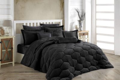 ΚΟΥΒΕΡΤΟΠΑΠΛΩΜΑ Γούνα-Fleece 680 gsm 1910 Black H16 160X220 Polyester