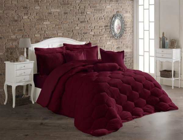 ΚΟΥΒΕΡΤΟΠΑΠΛΩΜΑ Γούνα-Fleece 680 gsm 1910 Bordeaux H08 220X240 Polyester