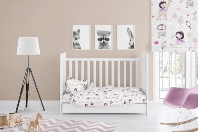 ΠΑΠΛΩΜΑ ΕΜΠΡΙΜΕ bebe Lily & Deer 179 120X160 White-Pink Cotton 100%