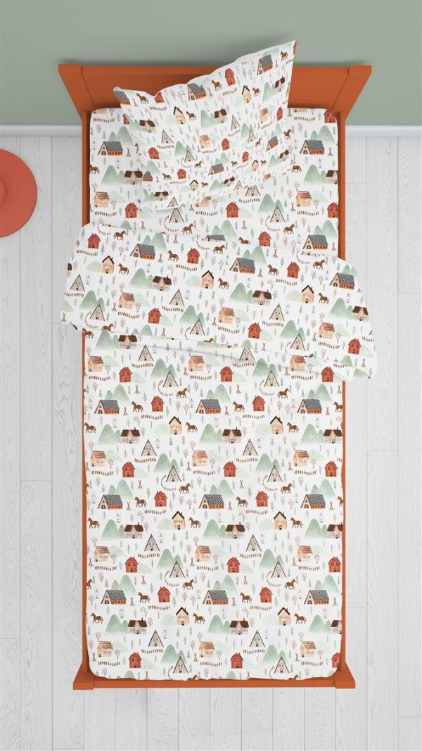 ΠΑΠΛΩΜΑ ΕΜΠΡΙΜΕ kids Country 181 160X240 White-Green Cotton 100%