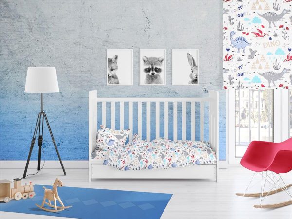 ΠΑΠΛΩΜΑΤΟΘΗΚΗ ΕΜΠΡΙΜΕ bebe Dino 309 120X160 White-Blue Cott/Pol 70/30