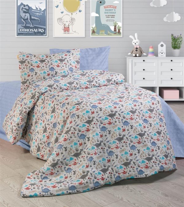 ΠΑΠΛΩΜΑΤΟΘΗΚΗ ΕΜΠΡΙΜΕ kids Dino 309 160Χ240 White-Blue Cott/Pol 70/30