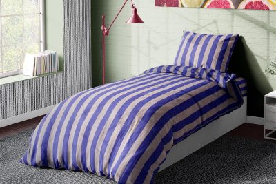 ΣΕΝΤΟΝΙΑ ΒΑΜΒΑΚΟΣΑΤΕΝ ΣΕΤ 2 τεμ. Stripes 157 Purple-Grey 160Χ240 Cotton 100%