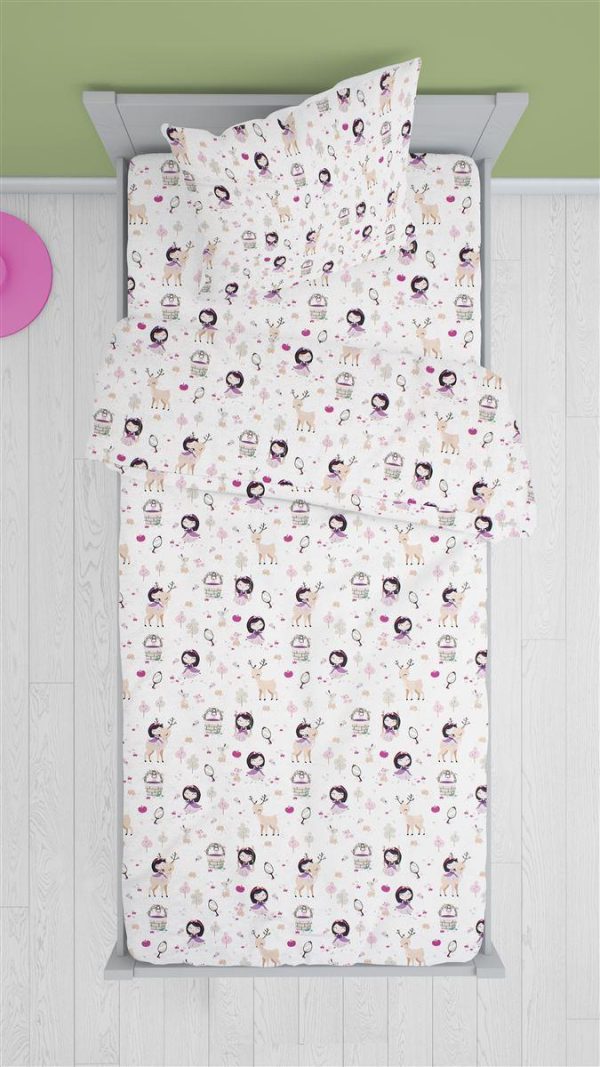 ΣΕΝΤΟΝΙΑ ΕΜΠΡΙΜΕ ΣΕΤ 3 τεμ kids Lily & Deer 179 160X240 White-Pink Cotton 100%