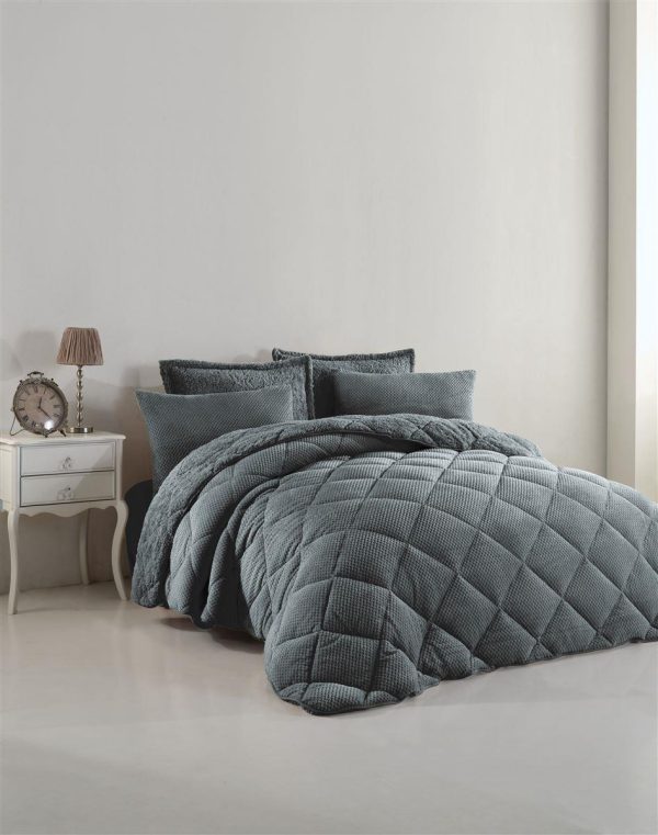 ΚΟΥΒΕΡΤΟΠΑΠΛΩΜΑ Γούνα-Sherpa 750 gsm 1860 Grey B04 160X220 Polyester