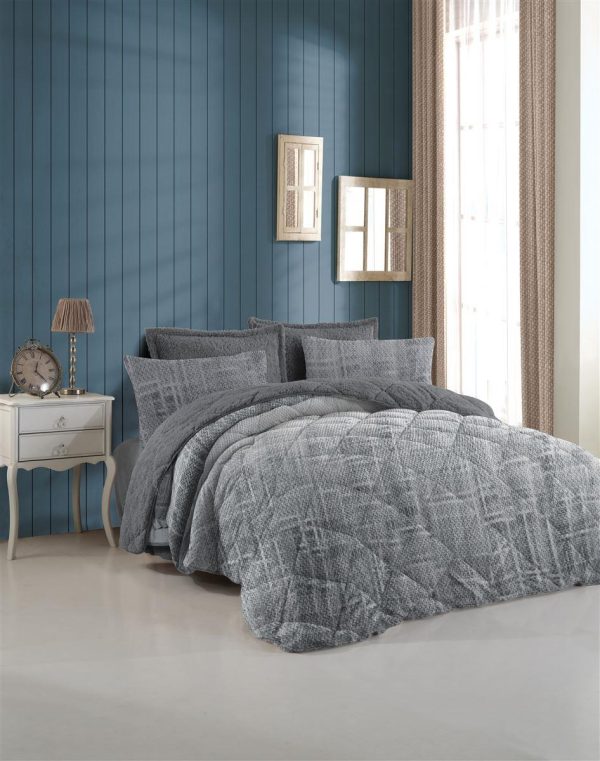 ΚΟΥΒΕΡΤΟΠΑΠΛΩΜΑ Γούνα-Sherpa 750 gsm 1860 Light Grey B26 220X240 Polyester