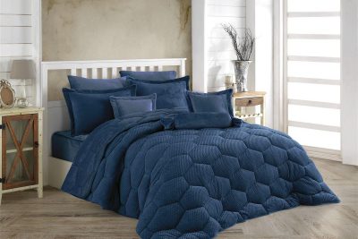 ΚΟΥΒΕΡΤΟΠΑΠΛΩΜΑ Γούνα-Fleece 680 gsm 1910 Dark Blue H18 220X240 Polyester