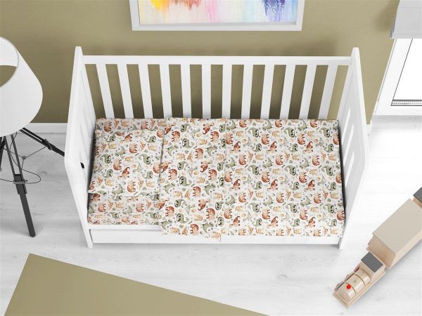 ΣΕΝΤΟΝΙΑ ΕΜΠΡΙΜΕ ΣΕΤ 3 τεμ bebe Dinosaur 515 120X160 Beige 100% Cotton