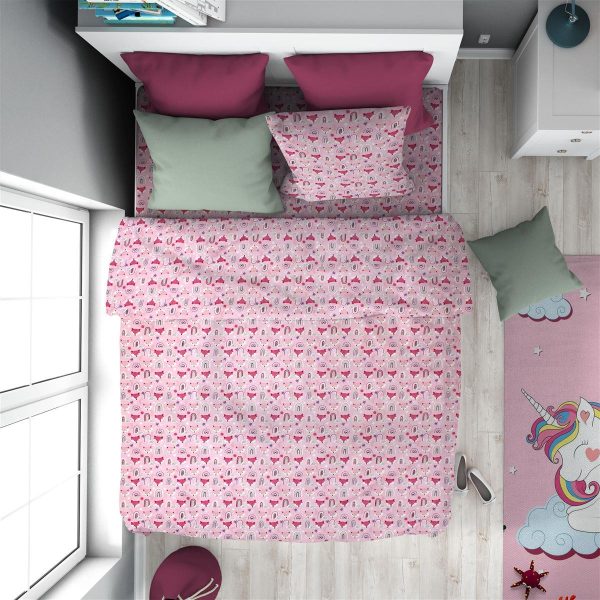 ΠΑΠΛΩΜΑΤΟΘΗΚΗ ΕΜΠΡΙΜΕ kids Fox 525 160X240 Pink Cotton 100%