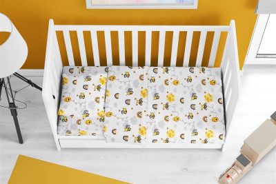 ΠΑΠΛΩΜΑ ΕΜΠΡΙΜΕ bebe Honey Bee 545 120X160 White-Yellow 100% Cotton