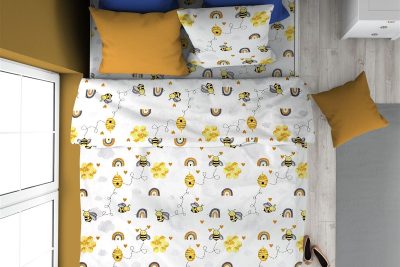 ΠΑΠΛΩΜΑ ΕΜΠΡΙΜΕ kids Honey Bee 545 160X240 White-Yellow 100% Cotton