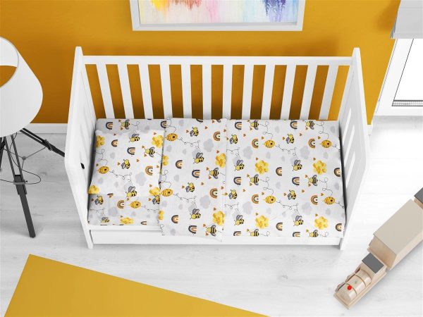 ΠΑΠΛΩΜΑΤΟΘΗΚΗ ΕΜΠΡΙΜΕ bebe Honey Bee 545 120X160 White-Yellow 100% Cotton