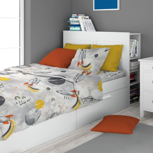 ΣΕΝΤΟΝΙΑ ΕΜΠΡΙΜΕ ΣΕΤ 2 τεμ kids Spaceship 187 160X240 Grey Cotton 100%