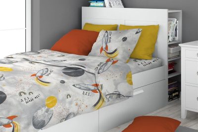 ΣΕΝΤΟΝΙΑ ΕΜΠΡΙΜΕ ΣΕΤ 3 τεμ kids Spaceship 187 160X240 Grey Cotton 100%