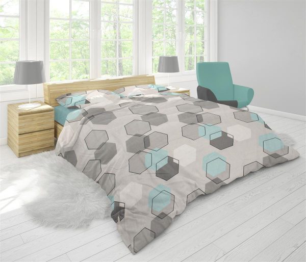 ΣΕΝΤΟΝΙΑ ΕΜΠΡΙΜΕ ΣΕΤ 4 τεμ Hexagon 395 220X240 Grey 70/30 Cott/Pol