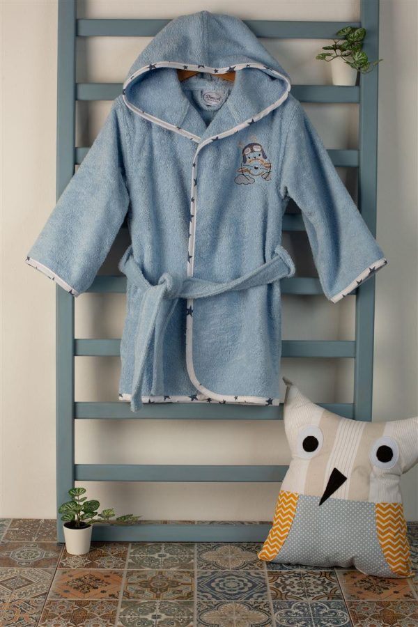 ΜΠΟΥΡΝΟΥΖΙ Με Κέντημα bebe Airplane 156 SIZE:02 Σιελ 100% Cotton