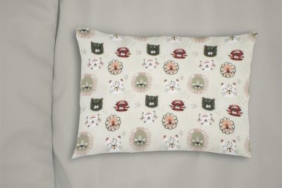 ΜΑΞΙΛΑΡΟΘΗΚΗ ΕΜΠΡΙΜΕ bebe Big Cats 27 35X45 Light Olive 100% Cotton Flannel