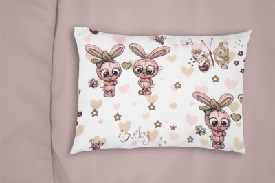 ΜΑΞΙΛΑΡΟΘΗΚΗ ΕΜΠΡΙΜΕ bebe Bunnies 30 35X45 White-Coral 100% Cotton Flannel