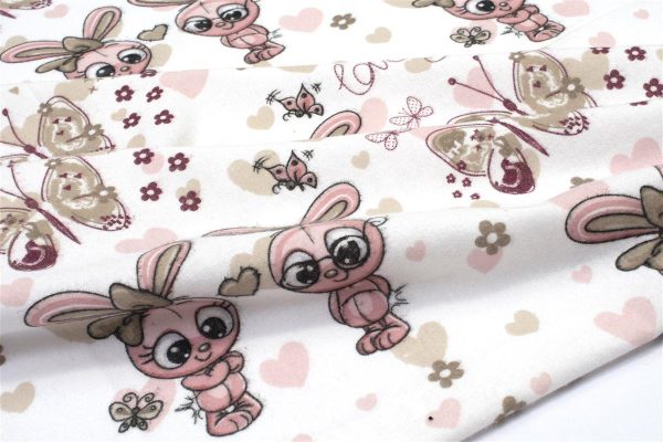 ΠΑΝΑ ΦΑΝΕΛΑ bebe Bunnies 30 80X80 White-Coral 100% Cotton Flannel