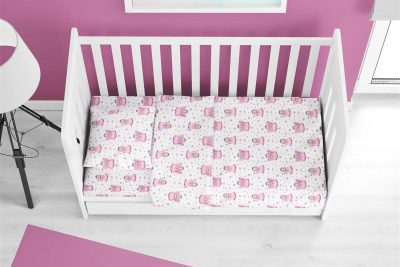 ΣΕΝΤΟΝΙΑ ΕΜΠΡΙΜΕ ΣΕΤ 3 τεμ bebe Fairy 87 120X160 White-Pink 100% Cotton Flannel