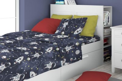 ΣΕΝΤΟΝΙΑ ΕΜΠΡΙΜΕ ΣΕΤ 3 τεμ kids Galaxy Travel 90 160X240 Blue 100% Cotton Flannel