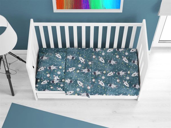 ΣΕΝΤΟΝΙΑ ΕΜΠΡΙΜΕ ΣΕΤ 3 τεμ bebe Galaxy Travel 91 120X160 Petrol 100% Cotton Flannel