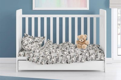 ΠΑΠΛΩΜΑ ΕΜΠΡΙΜΕ bebe Panda Bear 96 120X160 Grey 100% Cotton Flannel