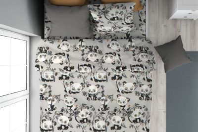 ΠΑΠΛΩΜΑΤΟΘΗΚΗ ΕΜΠΡΙΜΕ kids Panda Bear 96 160X240 Grey 100% Cotton Flannel