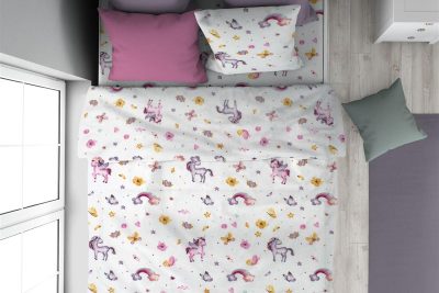 ΠΑΠΛΩΜΑΤΟΘΗΚΗ ΕΜΠΡΙΜΕ kids Unicorn 105 160X240 White 100% Cotton Flannel