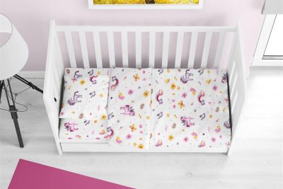 ΣΕΝΤΟΝΙΑ ΕΜΠΡΙΜΕ ΣΕΤ 3 τεμ bebe Unicorn 105 120X160 White 100% Cotton Flannel