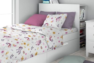 ΣΕΝΤΟΝΙΑ ΕΜΠΡΙΜΕ ΣΕΤ 3 τεμ kids Unicorn 105 160X240 White 100% Cotton Flannel