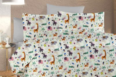 ΠΑΠΛΩΜΑΤΟΘΗΚΗ ΕΜΠΡΙΜΕ kids Zoo 556 160X240 White-Multi 100% Cotton