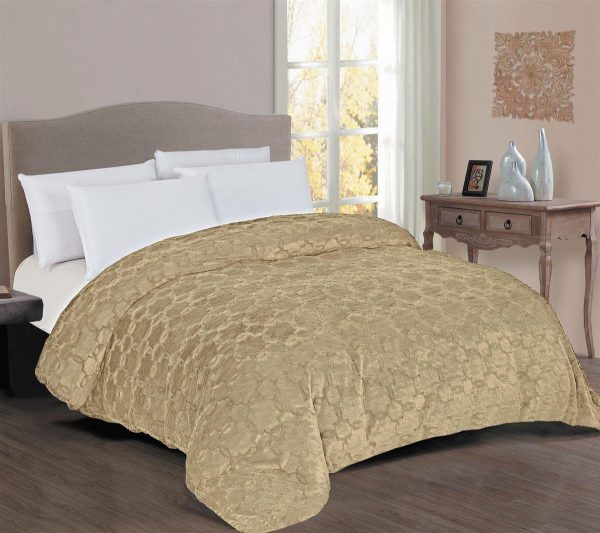 Κουβερτοπάπλωμα Γούνα-Sherpa 730 gsm 1830 Beige 160X220 100% Polyester