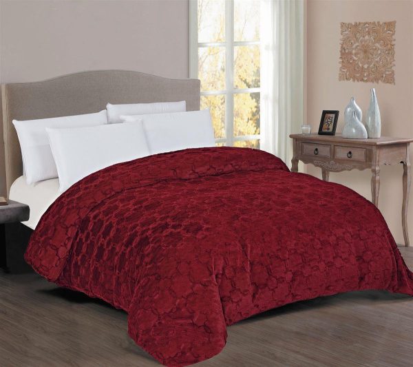 Κουβερτοπάπλωμα Γούνα-Sherpa 730 gsm 1830 Bordeaux 220X240 100% Polyester