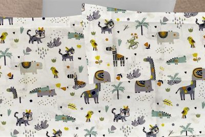 ΜΑΞΙΛΑΡΟΘΗΚΗ ΕΜΠΡΙΜΕ kids Zoo 557 50X70 White-Grey 100% Cotton