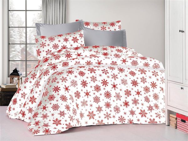 ΣΕΝΤΟΝΙΑ ΕΜΠΡΙΜΕ ΣΕΤ 4 τεμ Snowflake 462 220X240 White-Red 70/30 Cott/Pol