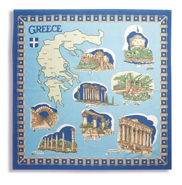 Τραπεζομάντηλο Ελλάδα 130X130 Blue 100% Cotton