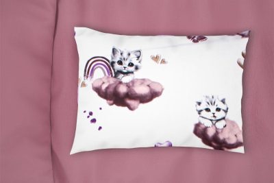 Μαξιλαροθήκη Εμπριμέ bebe Kitten 561 35X45 Mauve 100% Cotton