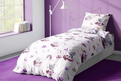 Παπλωματοθήκη Εμπριμέ kids Kitten 561 160X240 Mauve 100% Cotton