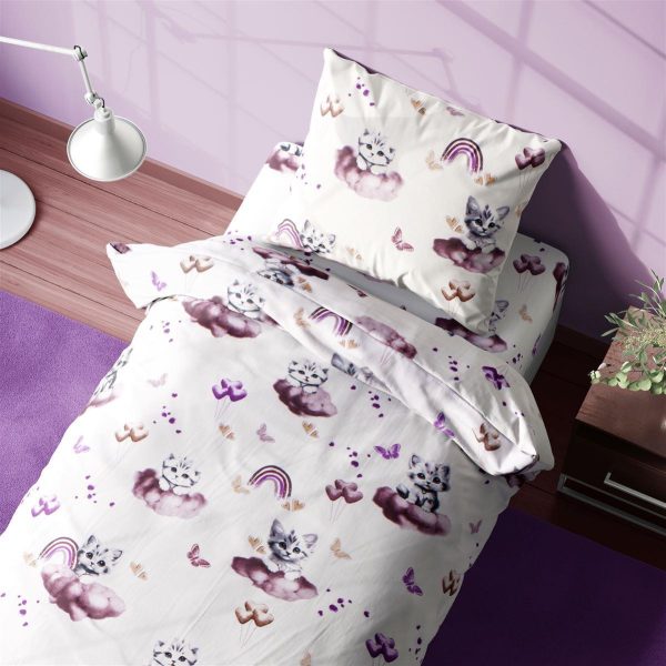 Σεντόνια Εμπριμέ Σετ 3 τεμ kids Kitten 561 160X240 Mauve 100% Cotton