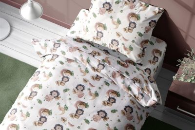 Σεντόνια Εμπριμέ Σετ 2 τεμ kids Lion 532 160X240 Beige 100% Cotton