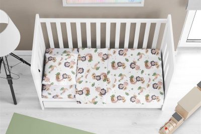 Σεντόνια Εμπριμέ Σετ 3 τεμ bebe Lion 532 120X160 Beige 100% Cotton