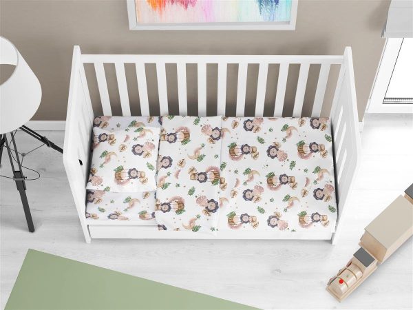 Σεντόνια Εμπριμέ Σετ 3 τεμ bebe Lion 532 120X160 Beige 100% Cotton