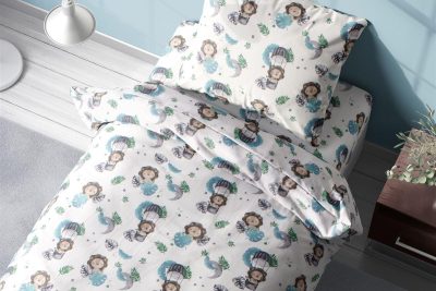 Σεντόνια Εμπριμέ Σετ 2 τεμ kids Lion 533 160X240 Sky Blue 100% Cotton