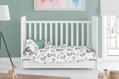 Πάπλωμα Εμπριμέ bebe Lion 534 120X160 Green 100% Cotton