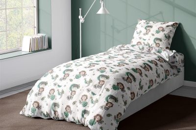 Παπλωματοθήκη Εμπριμέ kids Lion 534 160X240 Green 100% Cotton