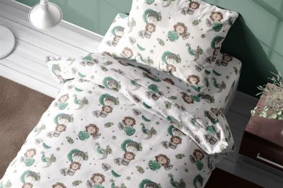 Σεντόνια Εμπριμέ Σετ 2 τεμ kids Lion 534 160X240 Green 100% Cotton